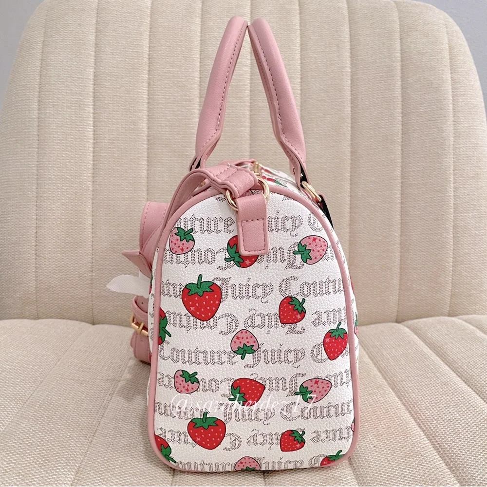 NEW Juicy Couture Strawberry Satchel Crossbody Bag Pink‎ White Logo